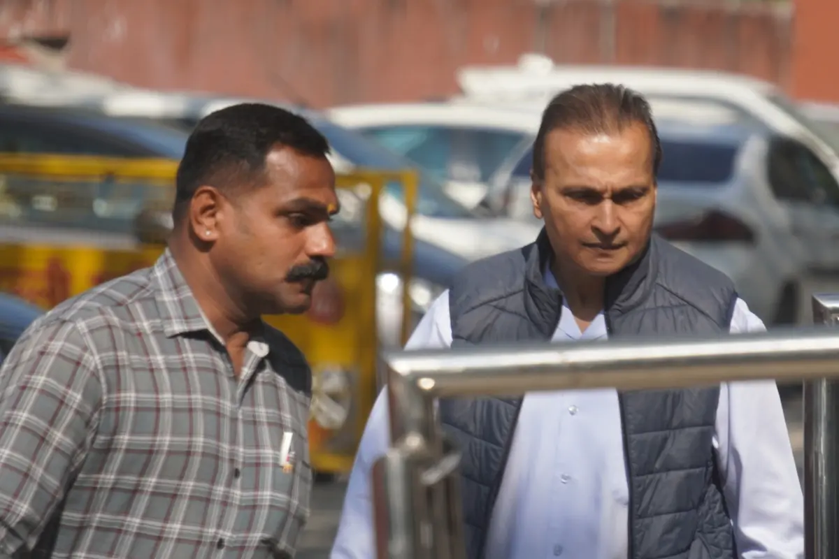 Industrialist Anil Ambani arrives at the Enforcement Directorate headquarters for questioning in connection with an alleged bank fraud case, in New Delhi.| Photo: PTI.