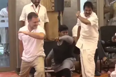 Rahul Gandhi attempts ancient Kerala martial art Kalari during college visit | WATCH