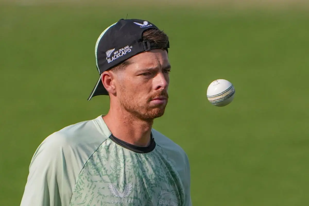 New Zealand's captain Mitchell Santner during a training session at Eden Gardens in Kolkata. | Photo: PTI