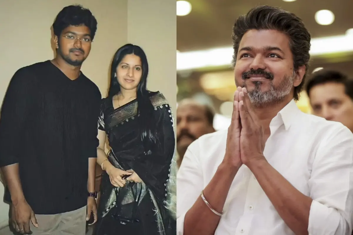 വിജയ്‌യും സംഗീത സ്വര്‍ണ്ണലിംഗവും | Photo: X/ bkbsouthcinema, PTI