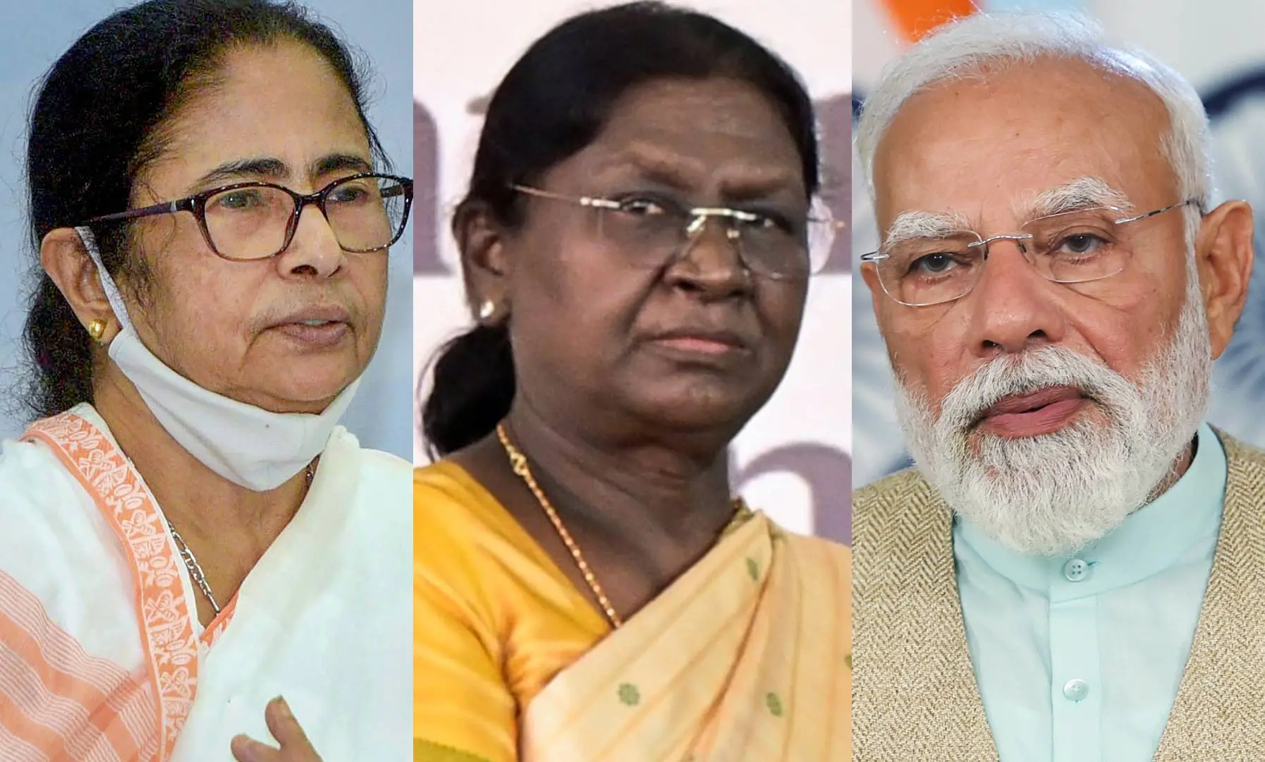 മമതാ ബാനർജി, രാഷ്ട്രപതി ദ്രൗപതി മുര്മു, നരേന്ദ്ര മോദി | Photo: ANI