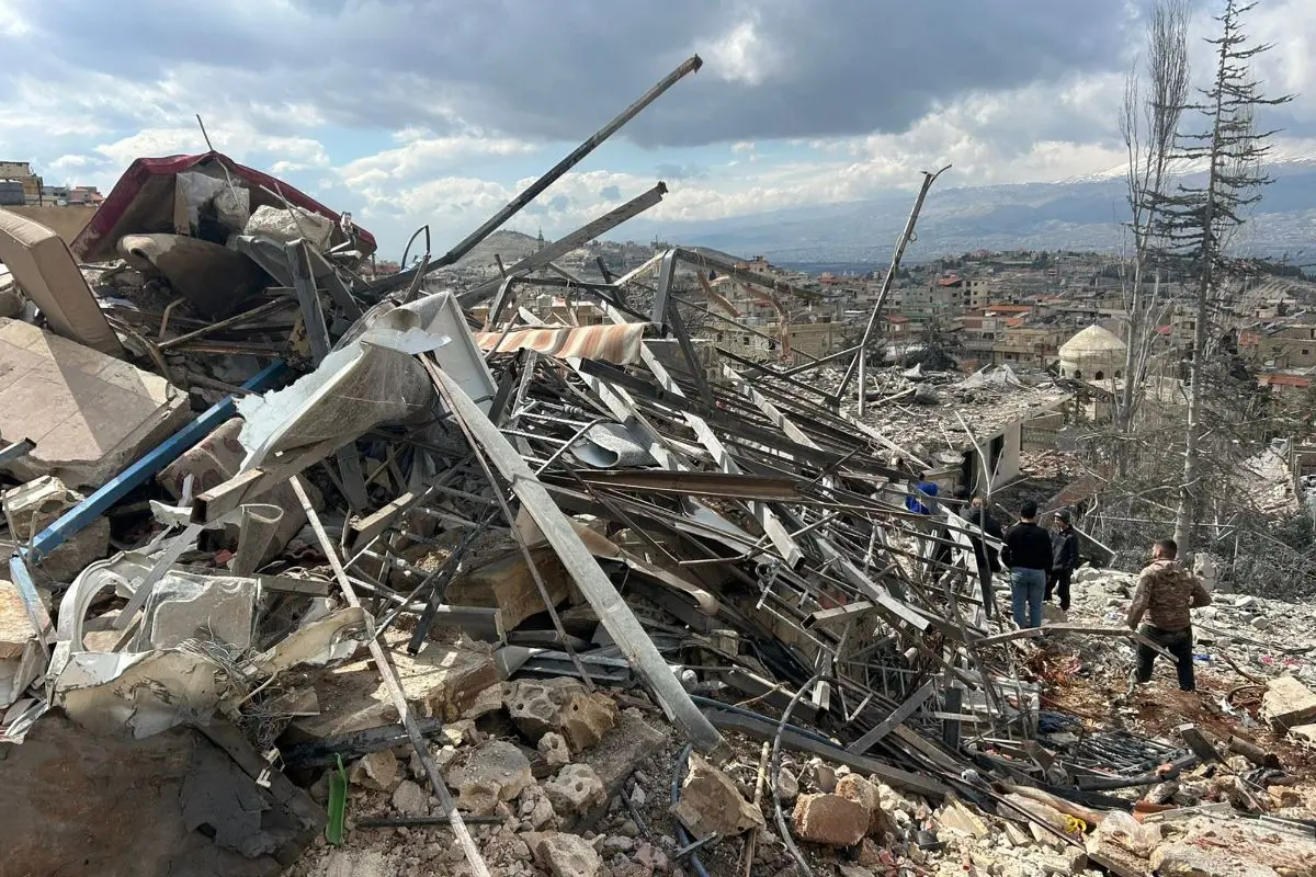 People check the damage left by Israeli airstrikes late Friday, in the village of Nabi Chit, eastern Lebanon, Saturday, March 7, 2026 (Photo: AP)