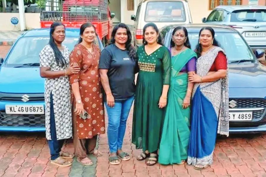 Chandrika Premanath and her family members who run women-centric driving schools in Thrissur district.