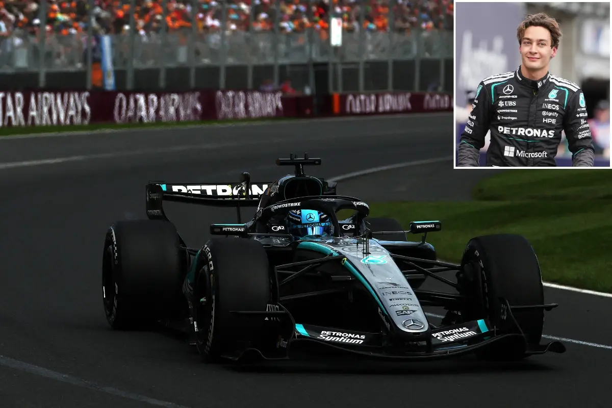 Mercedes' British driver George Russell drives during the Formula One Australian Grand Prix at Melbourne's Albert Park Circuit.| Photo: AP