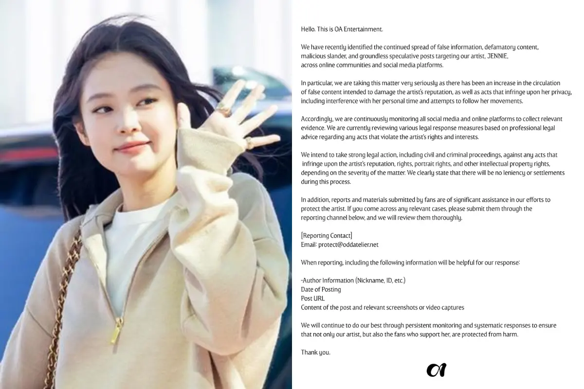 OA Entertainment Legal Action for Jennie: Defamation