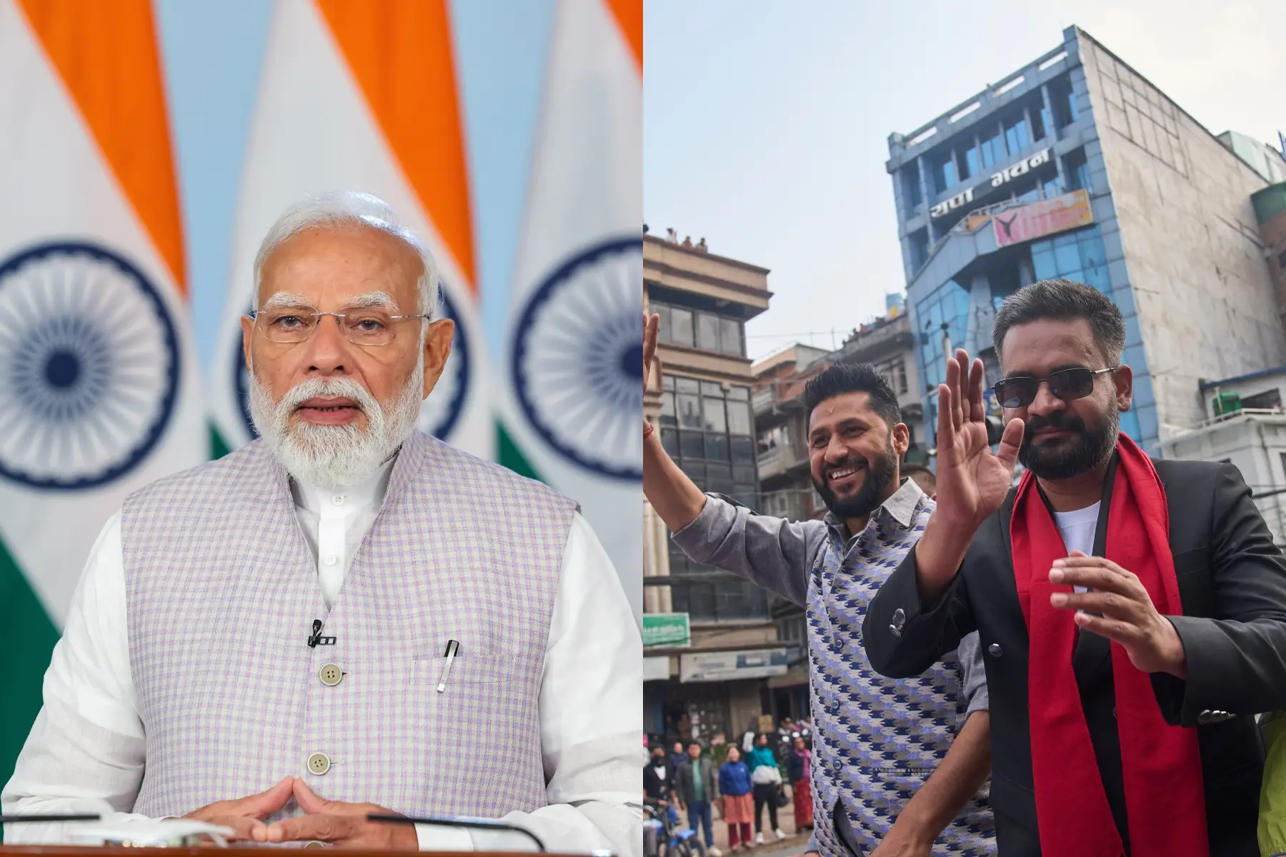 PM Modi speaks to Nepal leaders Rabi Lamichhane, Balendra Shah(R)