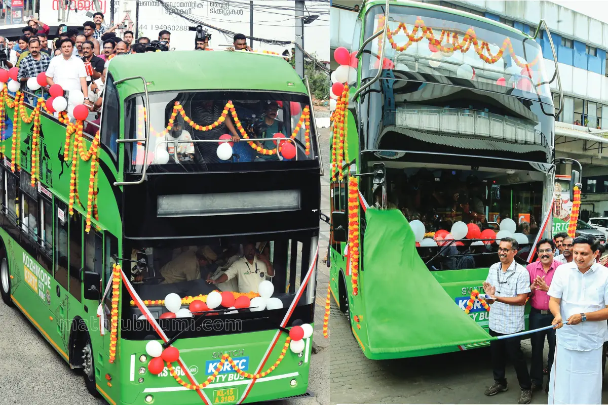 Tourism Minister P A Mohammed Riyas travels on the KSRTC City Ride double-decker bus after flagging off the service