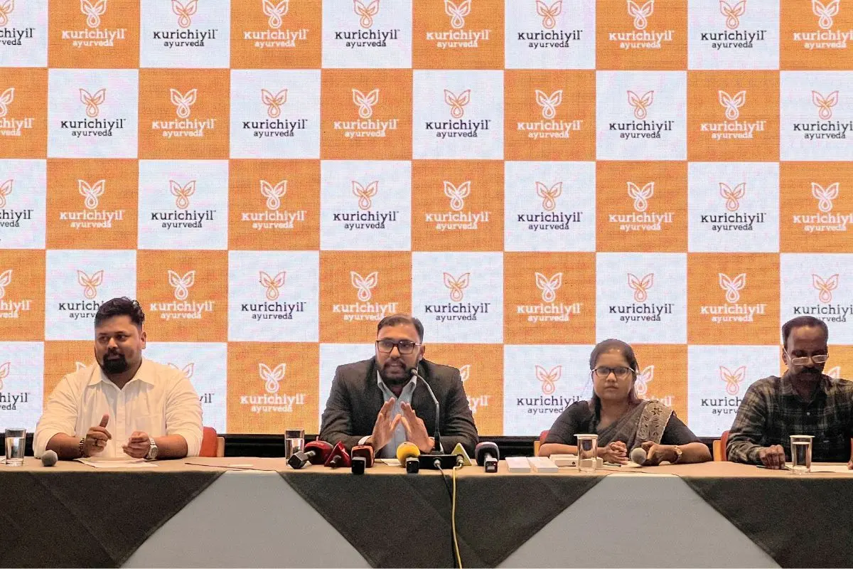 Dr. Jithin J. Kurichiyil, Director - Kurichiyil Ayurveda speaking at the press conference held at Kochi.