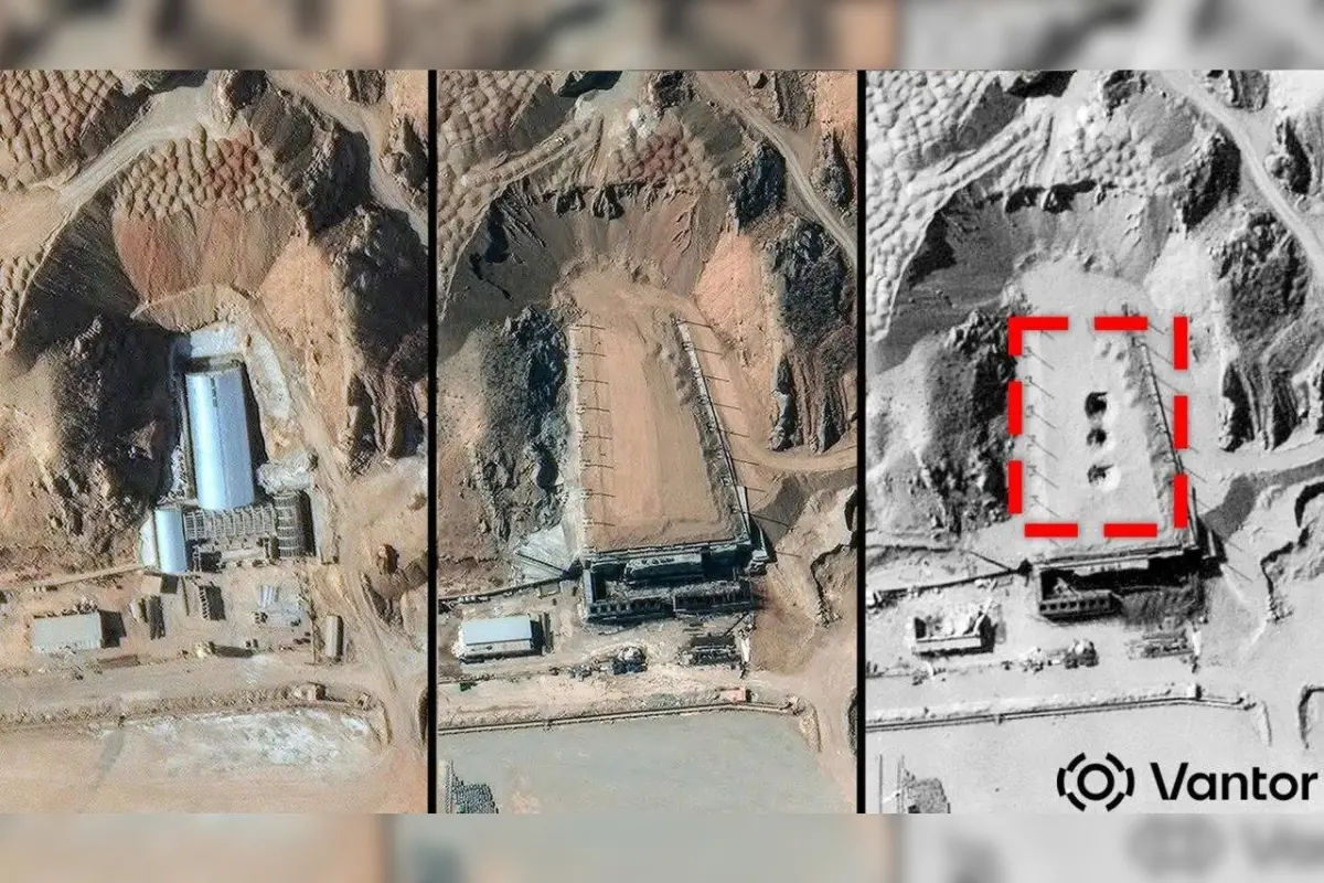 This satellite image taken and released on March 11, 2026 courtesy of Vantor shows a view of Taleghan 2 facility after airstrikes at the Parchin military complex, some 30 kms (20 miles) southeast of Tehran, Iran.