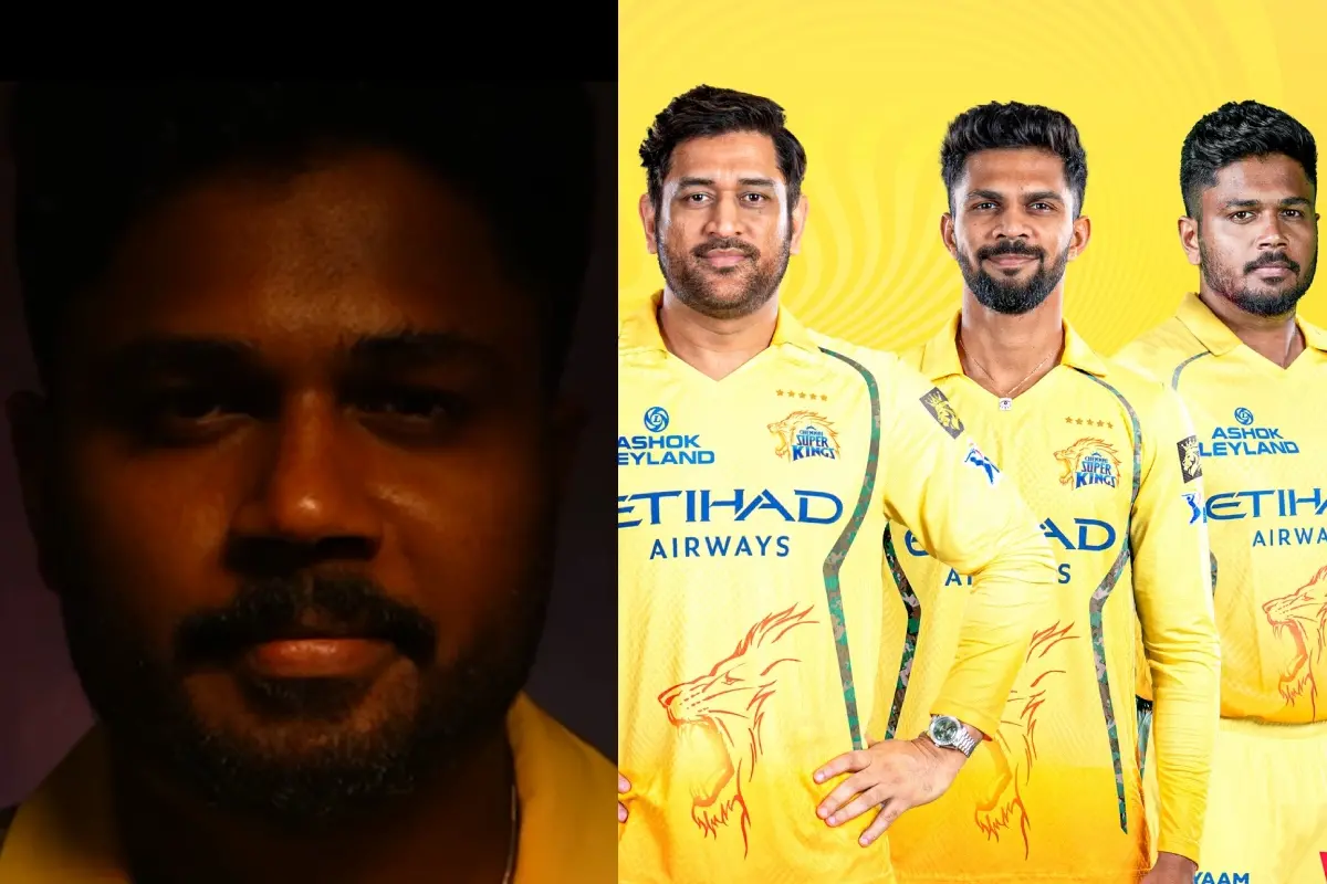 സഞ്ജു സാംസണ് പ്രൊമോയില്, ധോനിയും സഞ്ജുവും ഋതുരാജ് ഗെയ്ക്വാദും | Photo: YouTube: Chennai Super Kings, Facebook/ Chennai Super Kings