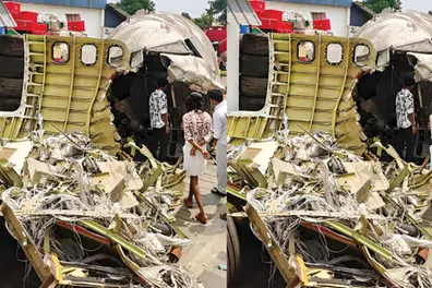2020 Air India Crash: Crowds, including survivors, gather around wreckage at Kerala scrap yard