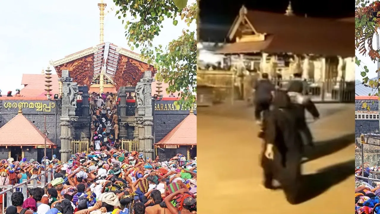 ശബരിമല ക്ഷേത്രം | ചിത്രം: സുനിൽകുമാർ സി., മാതൃഭൂമി | ശബരിമലയിലെ യുവതീ പ്രവേശനം (Image: MBTV Screengrab)