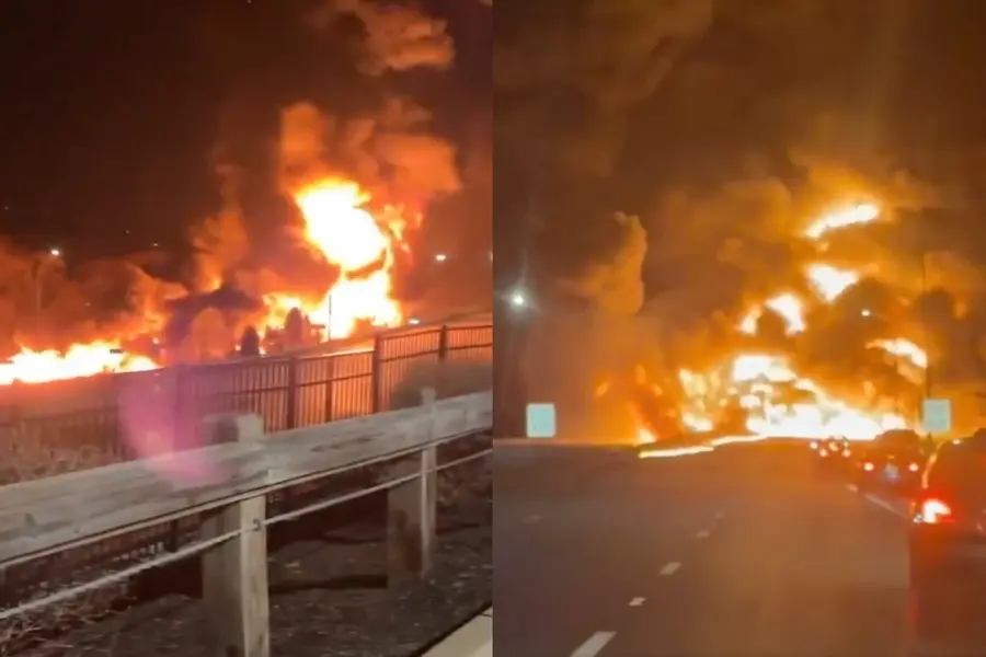 Car–fuel tanker crash on I-471 in Newport
