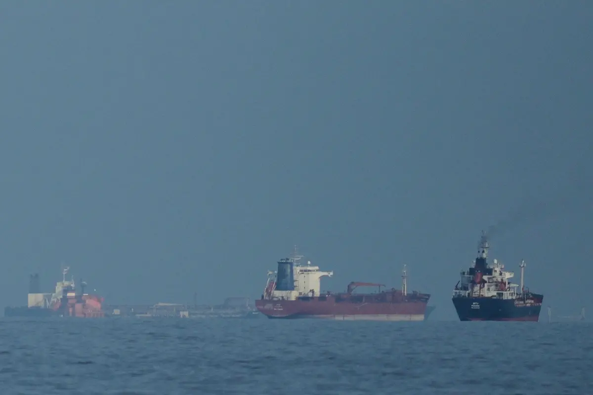 Oil tankers and cargo ships line up in the Strait of Hormuz.| Photo: AFP