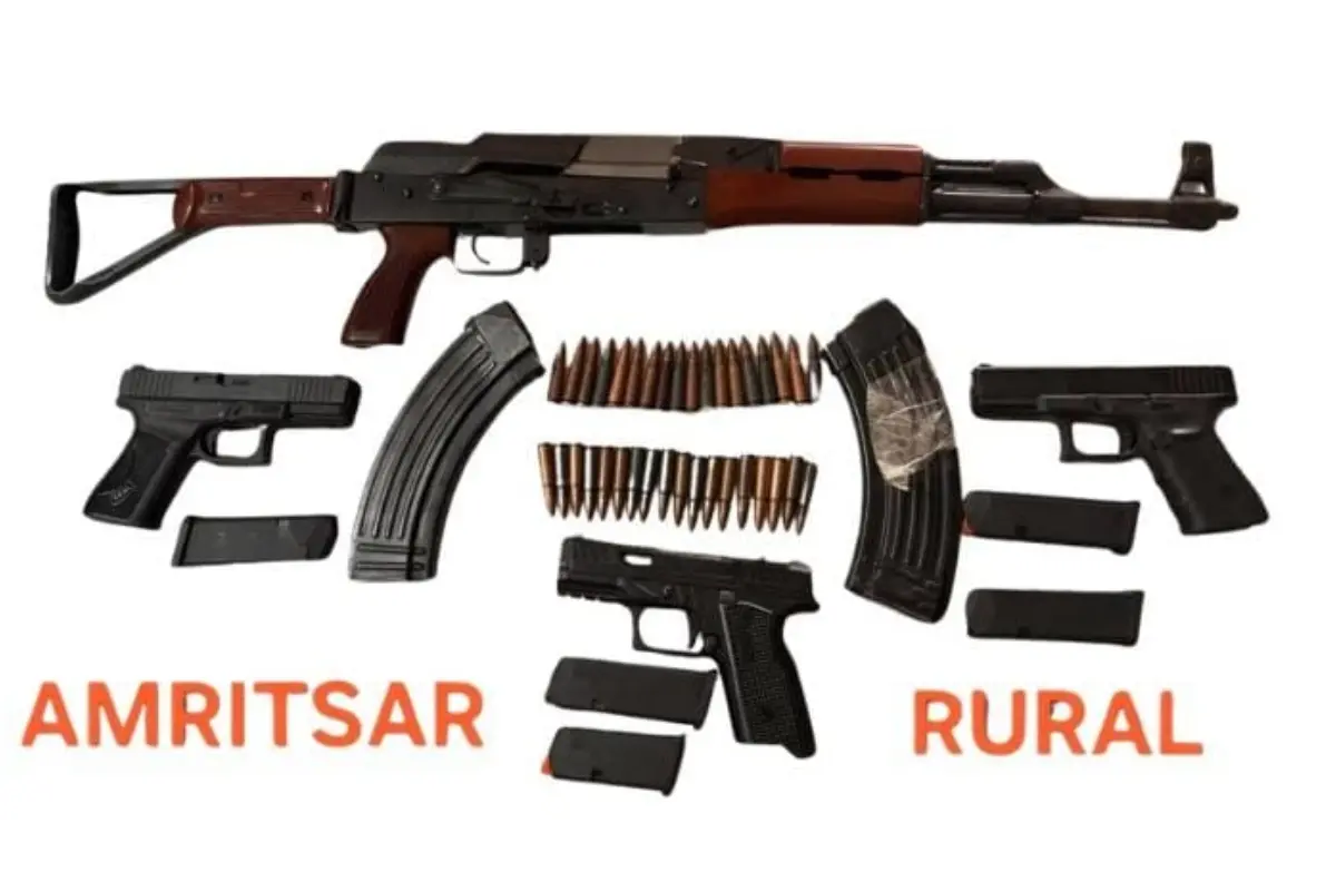 Amritsar Rural Police recovered an AK-47 rifle, Glock pistol, and ammunition | Photo: @AmritsarRPolice on X