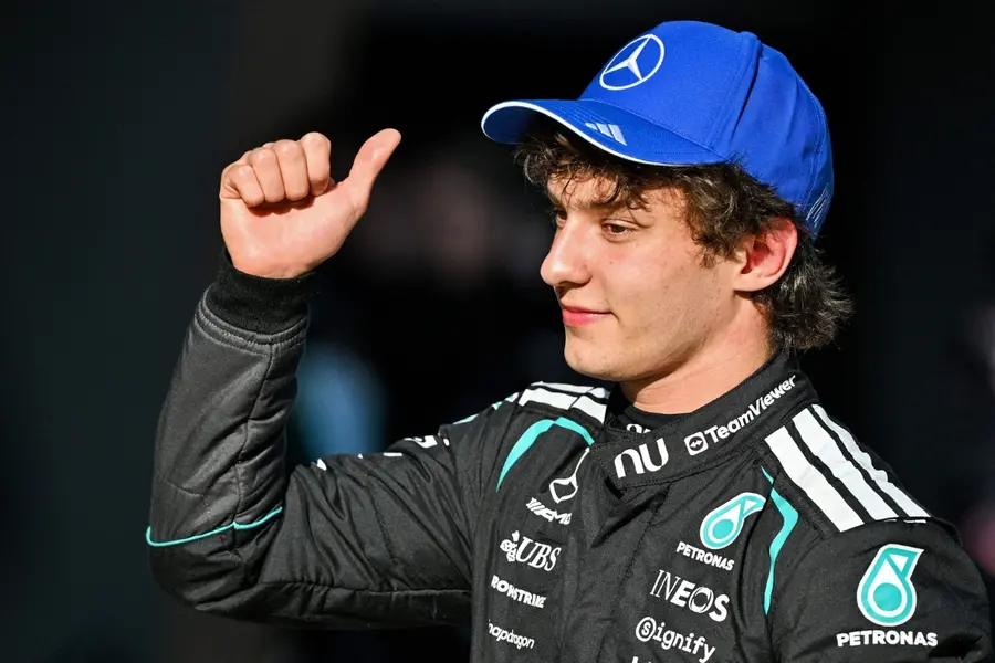 Mercedes' Italian driver Kimi Antonelli youngest pole China GP
