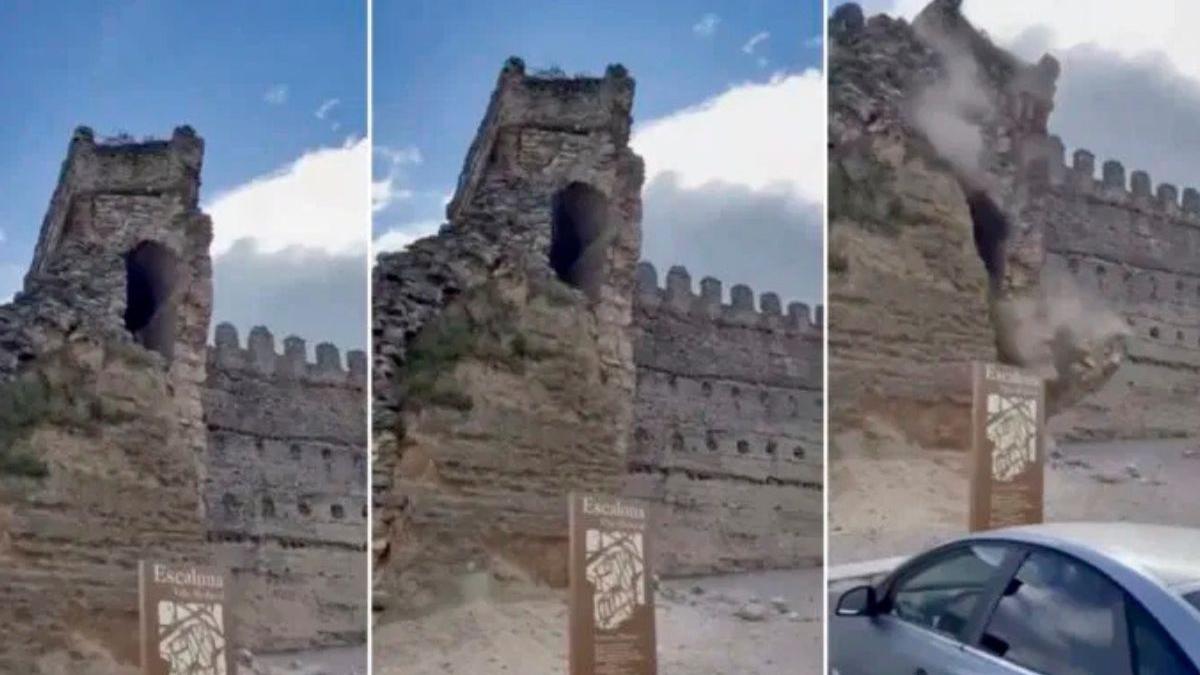 Castle of Escalona collapse: Medieval tower crumbles in Spain, visitors narrowly escape injury