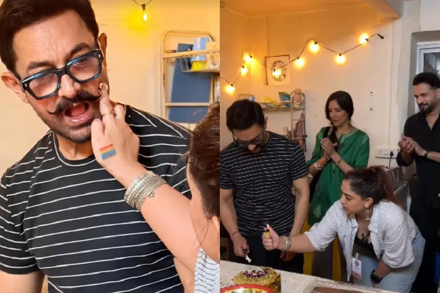 മുൻഭാര്യമാർക്കും പങ്കാളിക്കുമൊപ്പം കേക്ക് മുറിച്ച് ആമിർ ഖാൻ; വൈറലായി ജന്മദിന വീഡിയോ