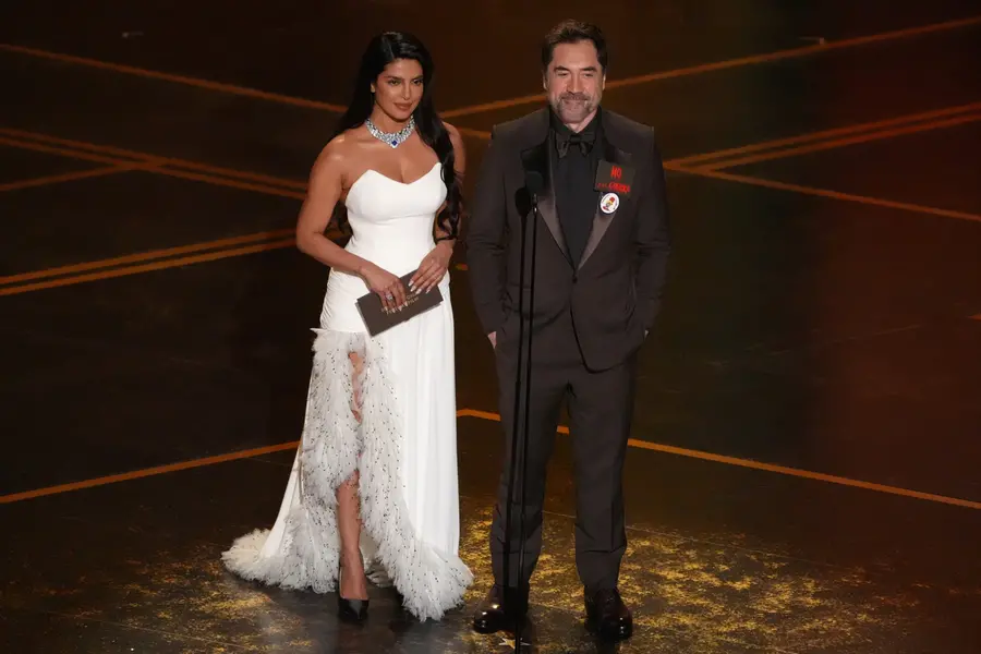 Oscars 2026: Priyanka Chopra dazzles in white Dior gown, presents award with Javier Bardem