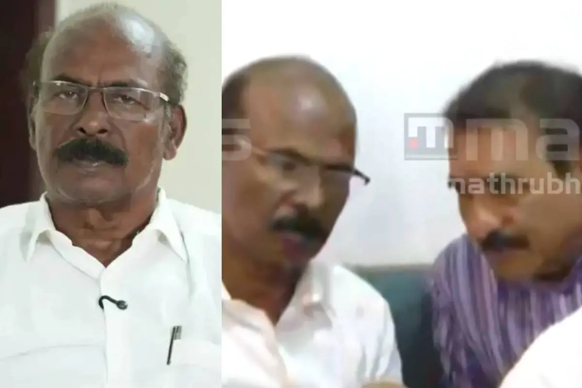 സി.സി. മുകുന്ദൻ, സി.സി. മുകുന്ദൻ ബിജെപി ഓഫീസിൽ എത്തിയപ്പോൾ | Photo: Screengrab/ Mathrubhumi News