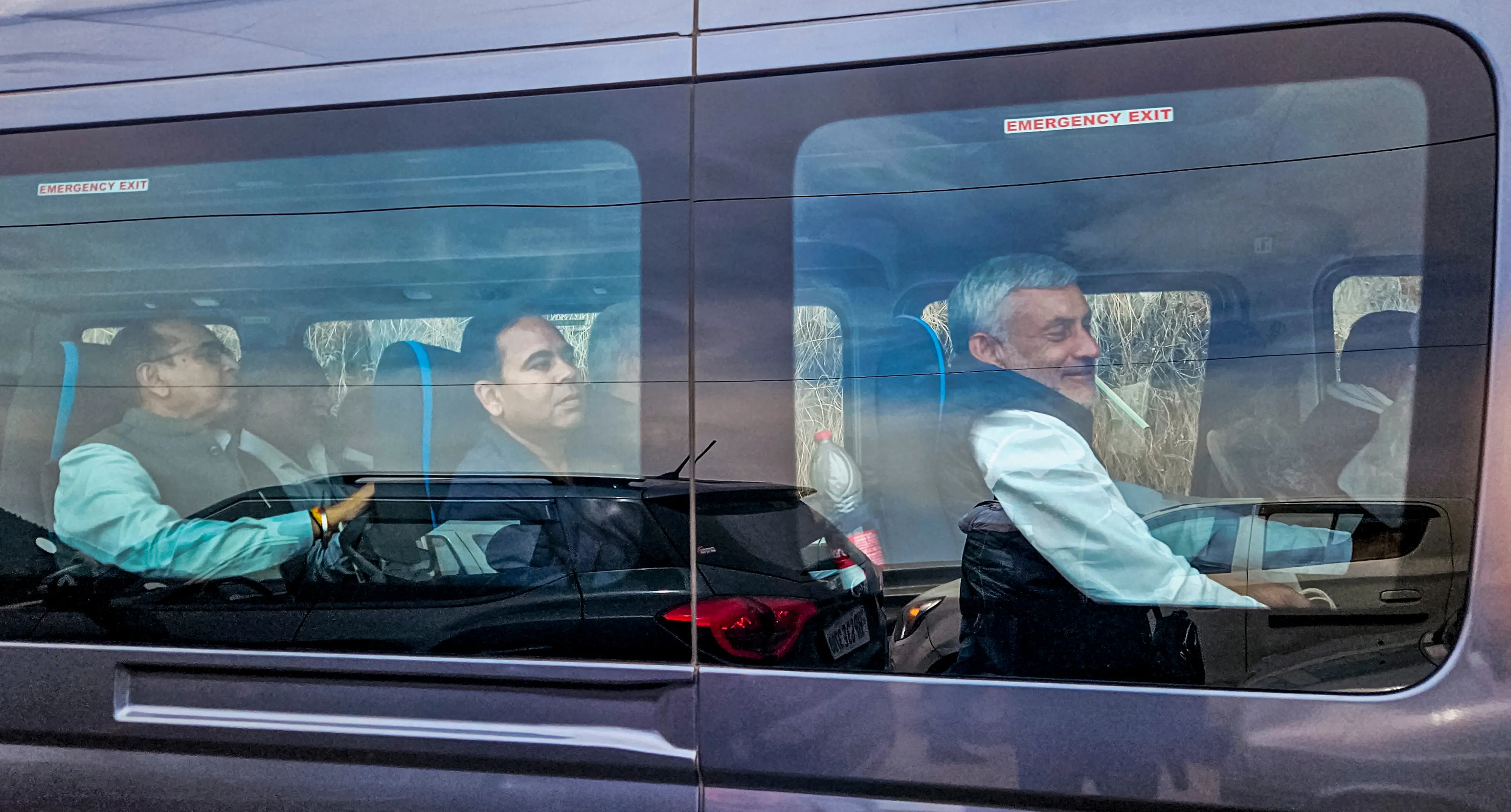 Congress leaders who were lodged in Shimla, leave for the polling for two Rajya Sabha seats in Haryana, in an attempt to keep the flock together | Photo: PTI