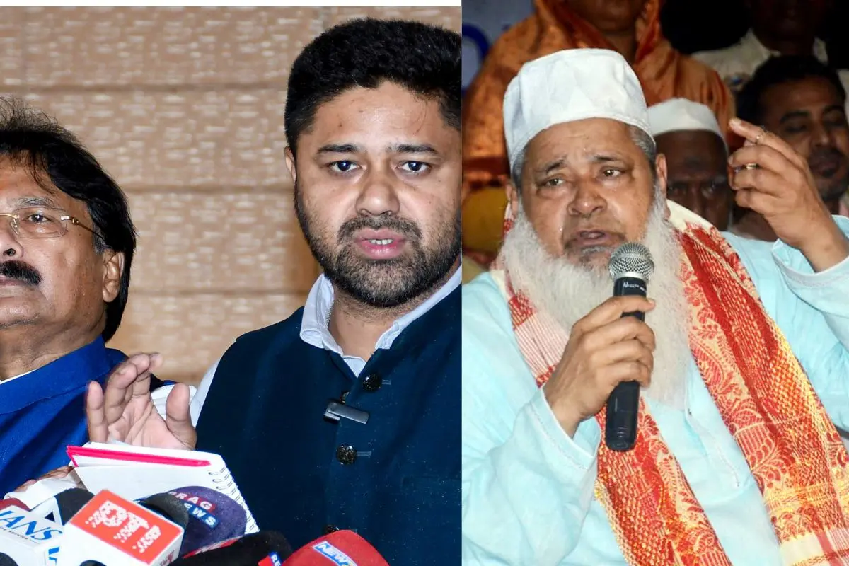 Assam Jatiya Parishad (AJP) president Lurinjyoti Gogo-All India United Democratic Front (AIUDF) president, Maulana Badruddin Ajmal | Photos: PTI, ANI