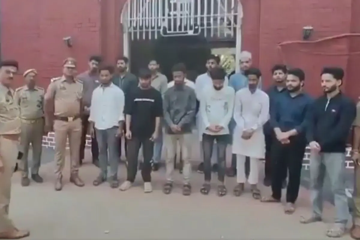 Varanasi police present 14 accused arrested over viral boat iftar video in which leftover food was allegedly dumped into the Ganga.