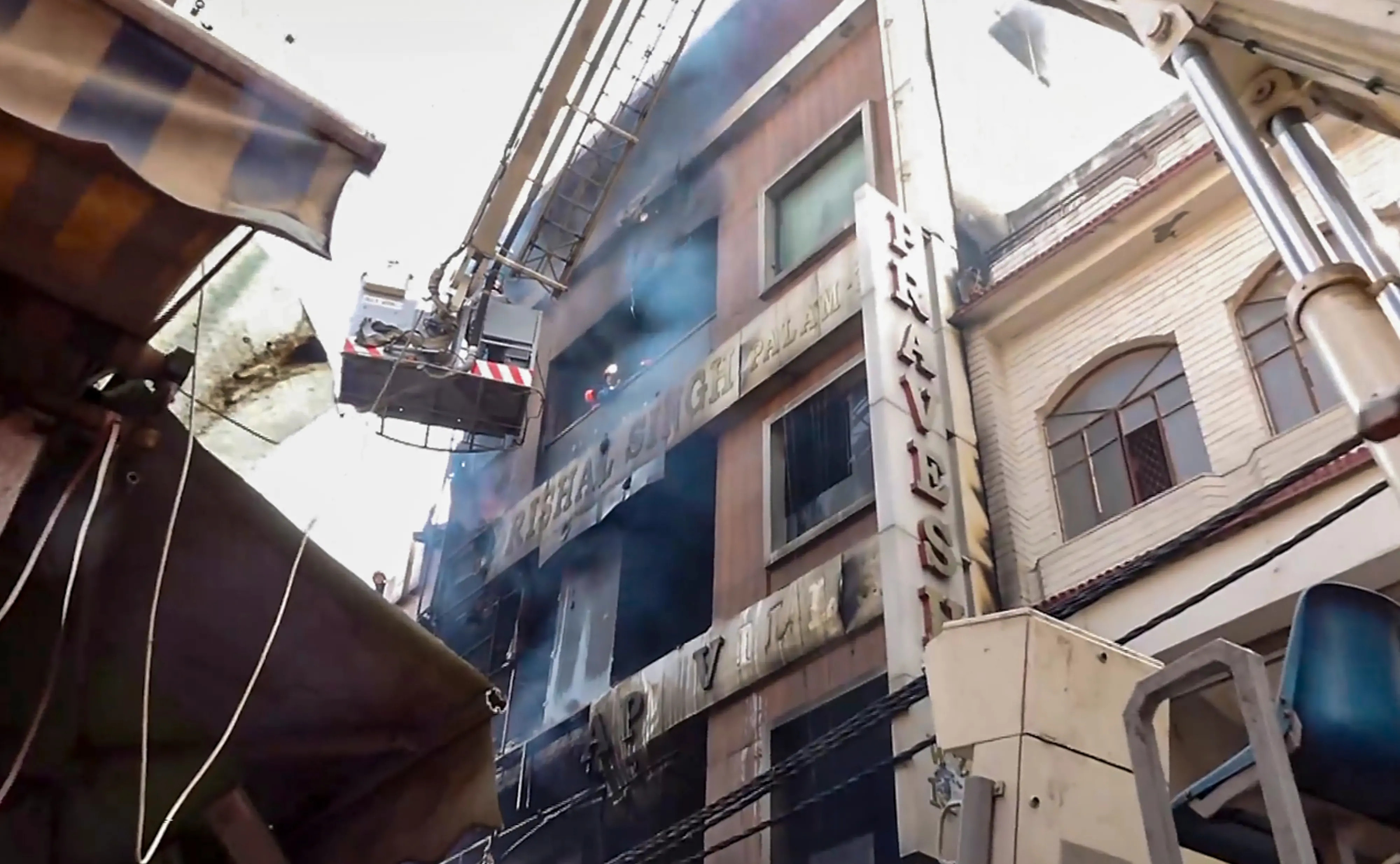 Rescue operations underway after a fire broke out in a residential building near Palam Metro station in New Delhi