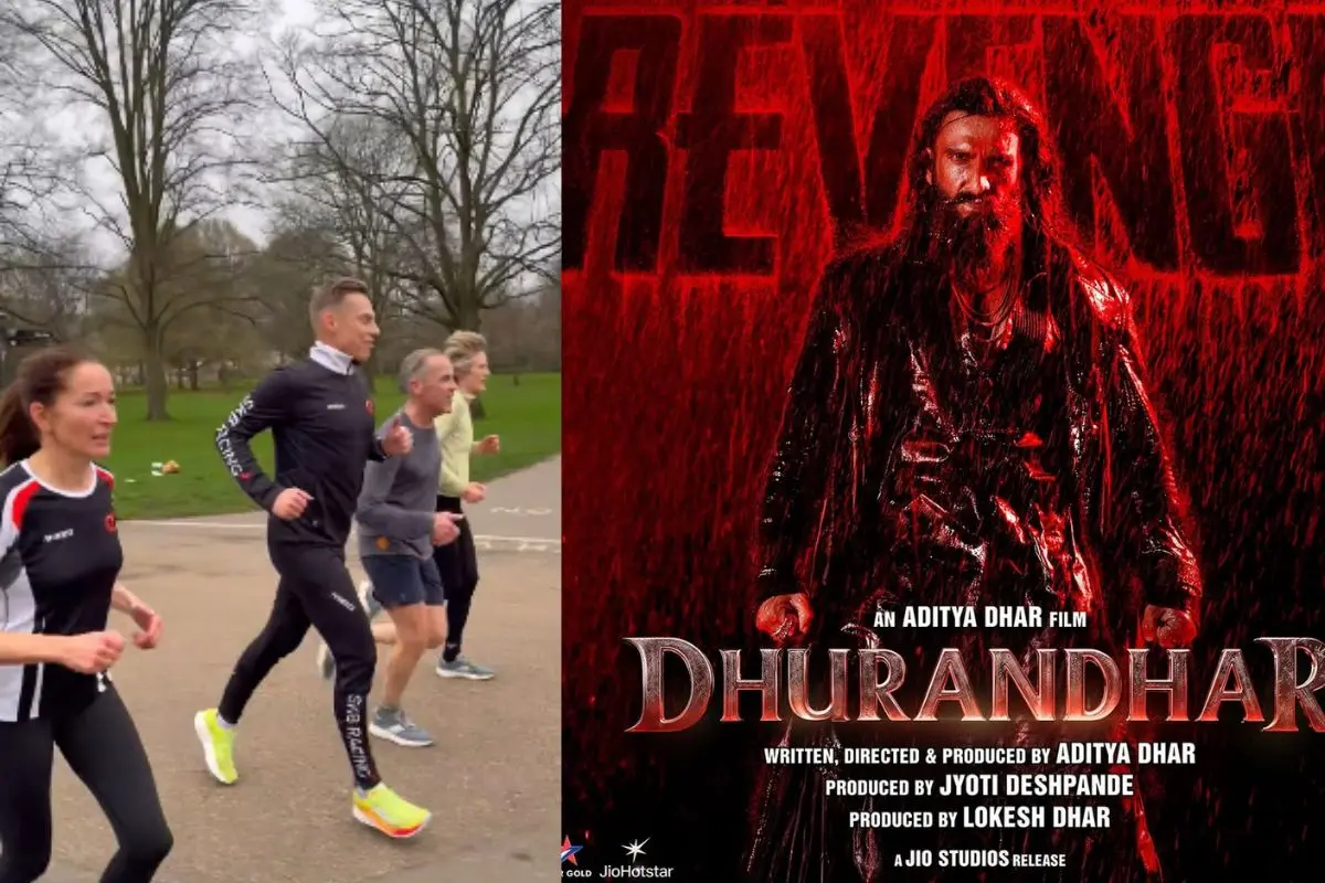 Finland President jogging, Dhurandhar poster | Photo: Screengrab,X