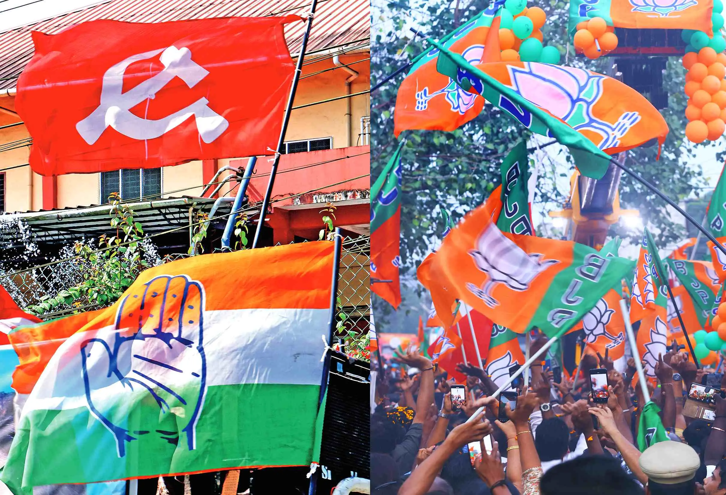പാര്ട്ടികളുടെ പതാകകള് |ഫോട്ടോ:മാതൃഭൂമി