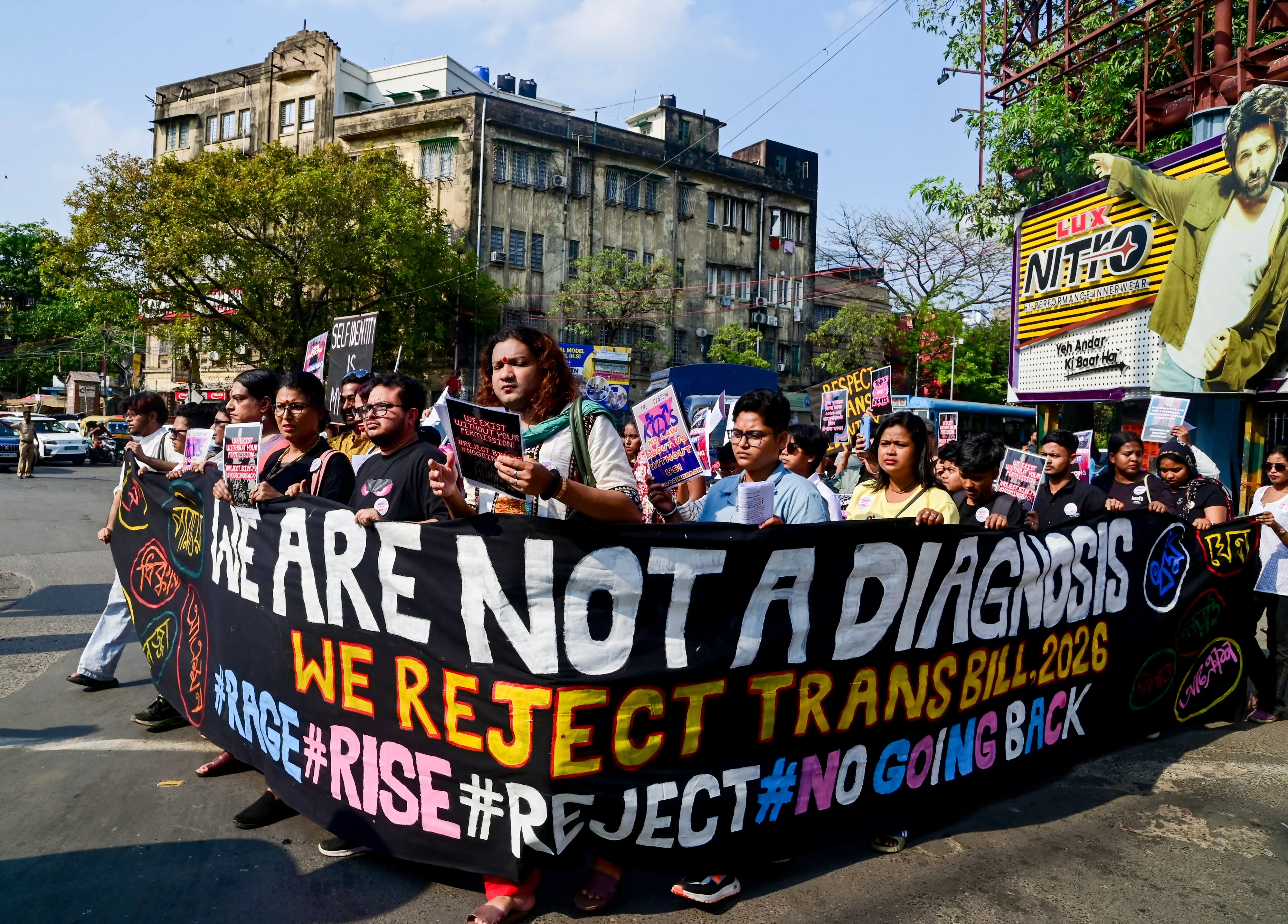 People from the LGBTQ+ community take part in a rally over Transgender (Amendment) Bill, 2026, in Kolkata | PTI