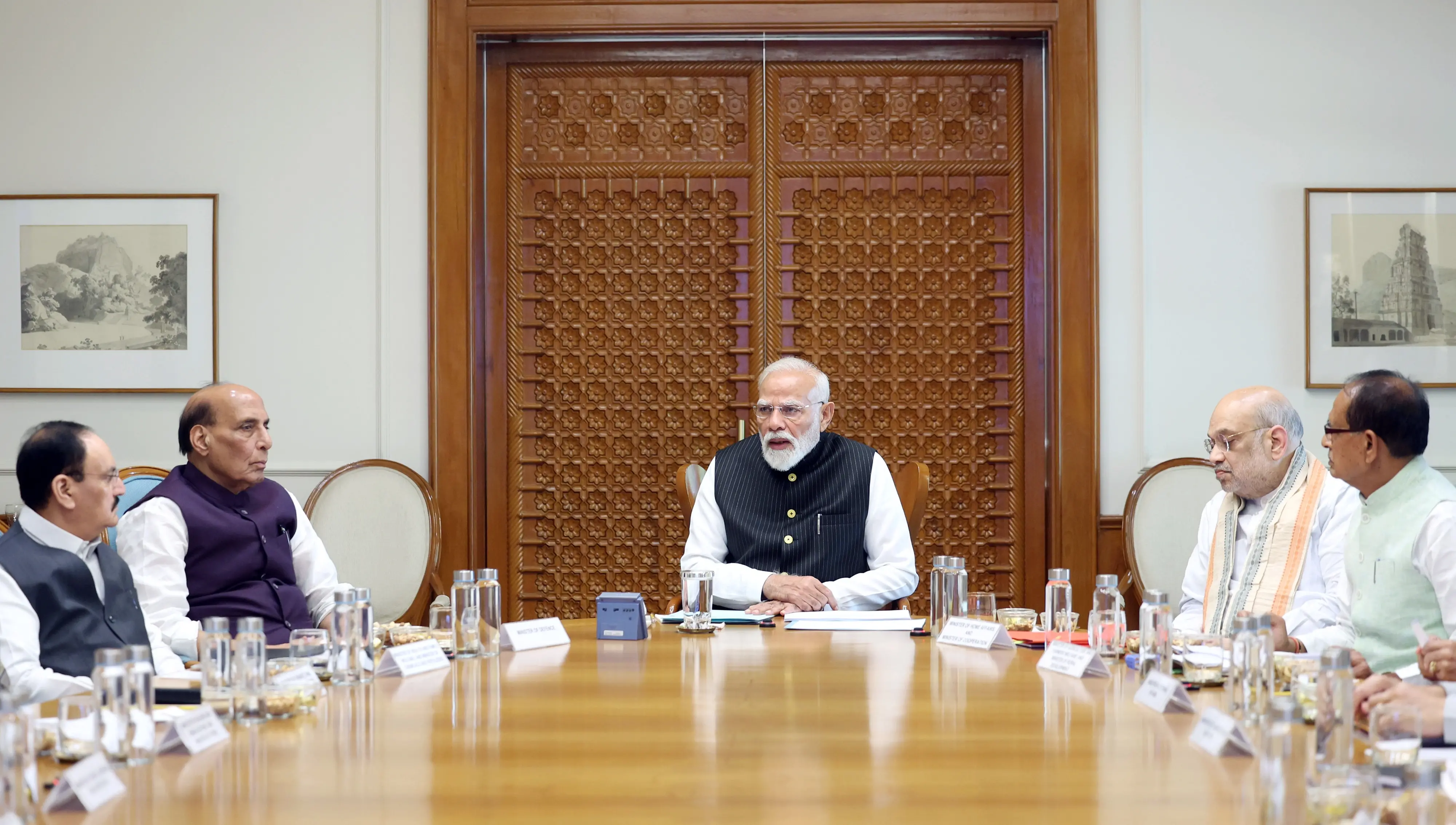 Prime Minister Narendra Modi chairs a high-level meeting to review the situation related to petroleum | Photo: ANI