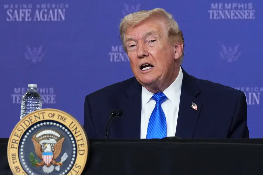 President Donald Trump participates in a roundtable discussion on public safety at a Tennessee Air National Guard Base, Monday