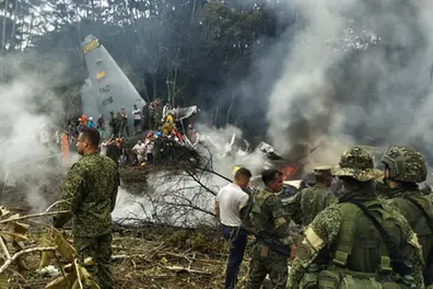 Colombia military plane crash: At least 66 dead after C-130 Hercules goes down in Amazon jungle