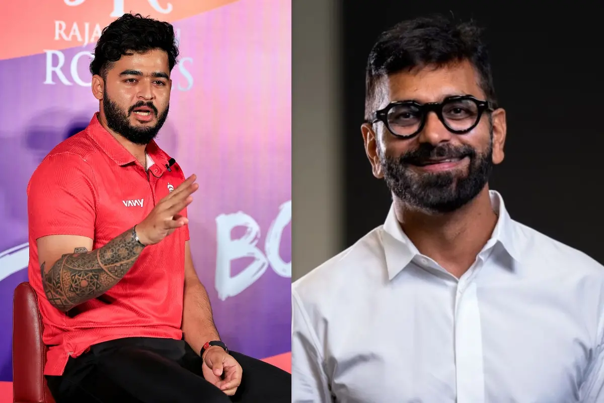 Rajasthan Royals captain Riyan Parag nad US based entrepreneur Kal Somani.| Photo: PTI