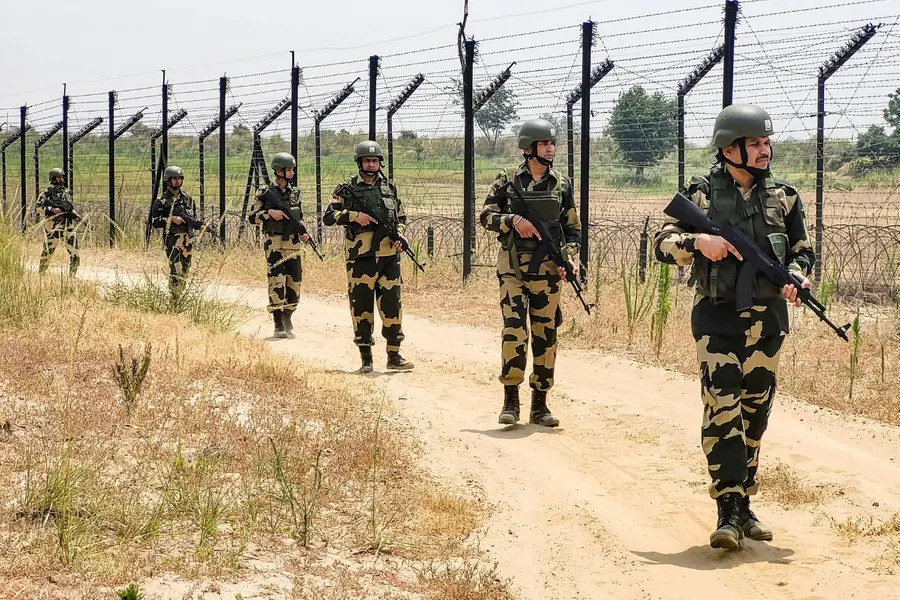 Security patrol by BSF along India Pakistan border
