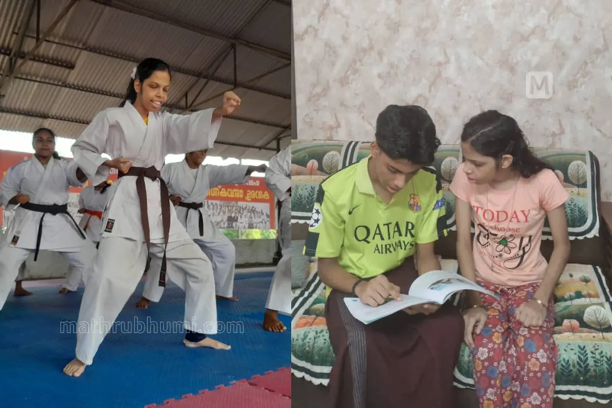 നിരഞ്ജന കരാട്ടേ പരിശീലനത്തിൽ, സഹോദരനൊപ്പം / മാതൃഭൂമി