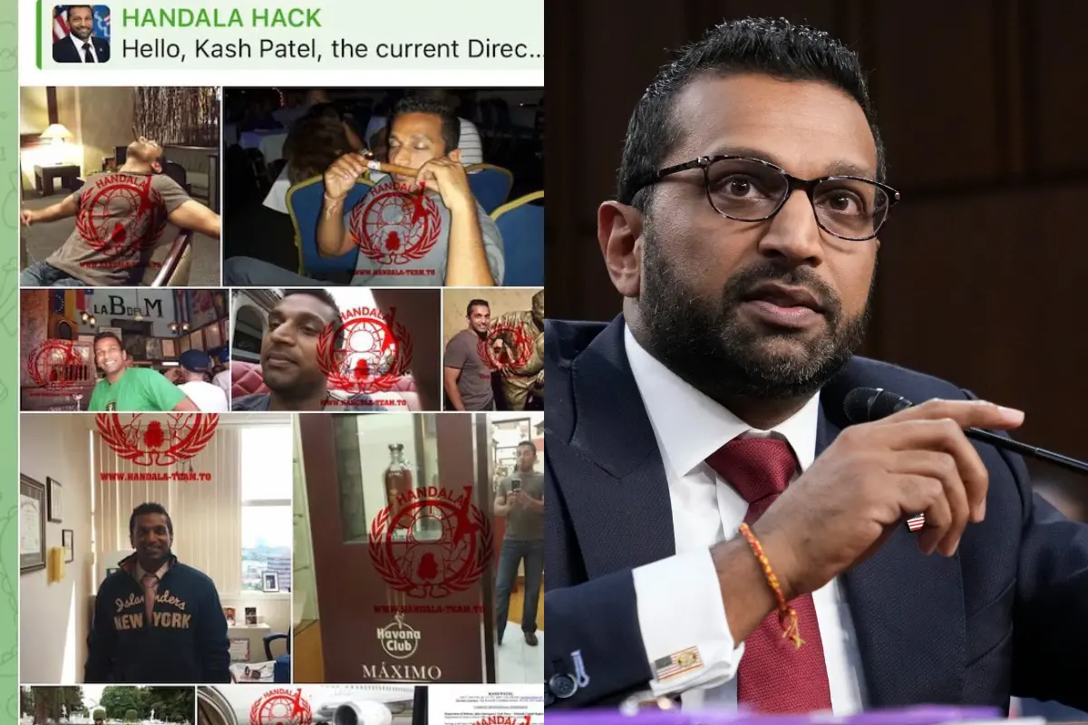 A screengrab of the visuals Kash Patel's leaked by Iranian-backed hacker group