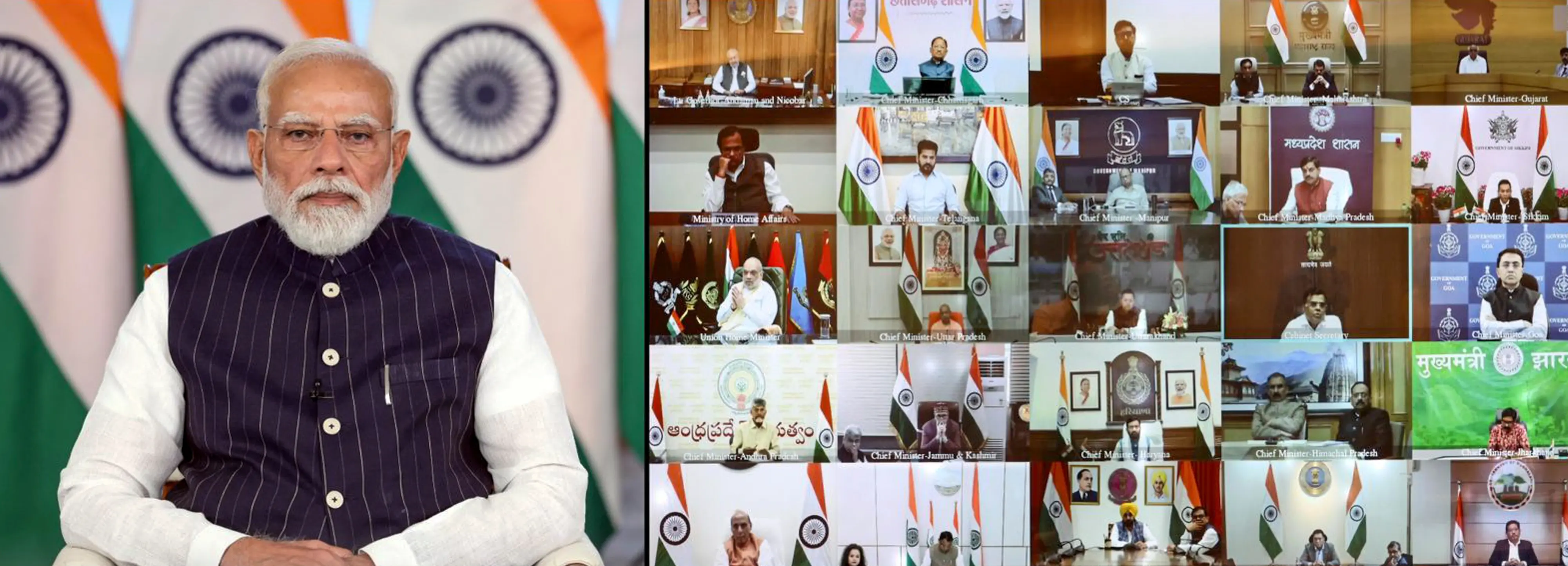 Prime Minister Narendra Modi chairs a virtual meeting with CMs, on West Asia