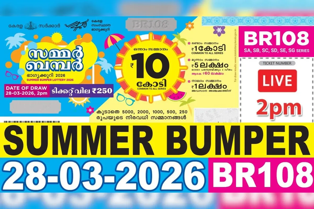 Kerala lottery Summer Bumper BR108 | Photo: YouTube/Kerala Lottery Live Result
