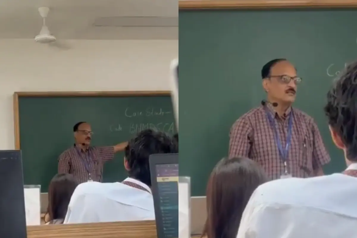 A screengrab of the viral video showing Dr. Muralidhar Deshpande shouting at the student