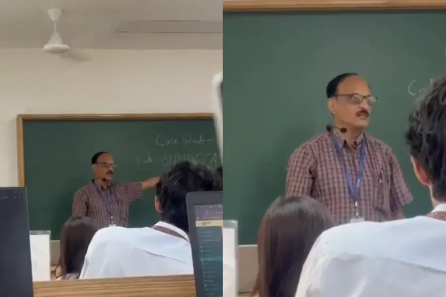 A screengrab of the viral video showing Dr. Muralidhar Deshpande shouting at the student