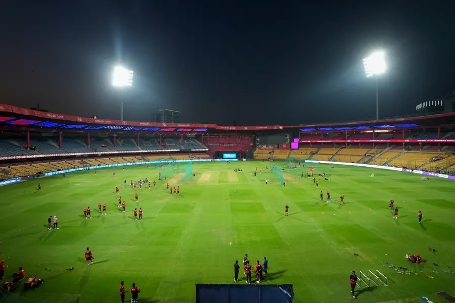 Royal Challengers Bengaluru’s players during a practice session at M. Chinnaswamy Stadium