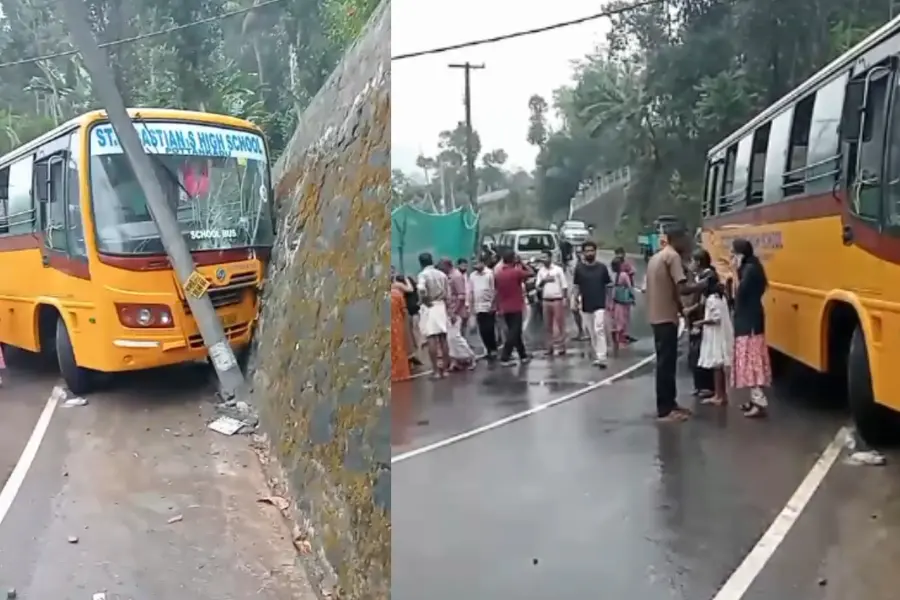 കുഞ്ചിത്തണ്ണിയിൽ സ്കൂൾ ബസ് നിയന്ത്രണം വിട്ട് മതിലിലിടിച്ചു; 16 വിദ്യാർഥികൾക്ക് പരിക്ക്
