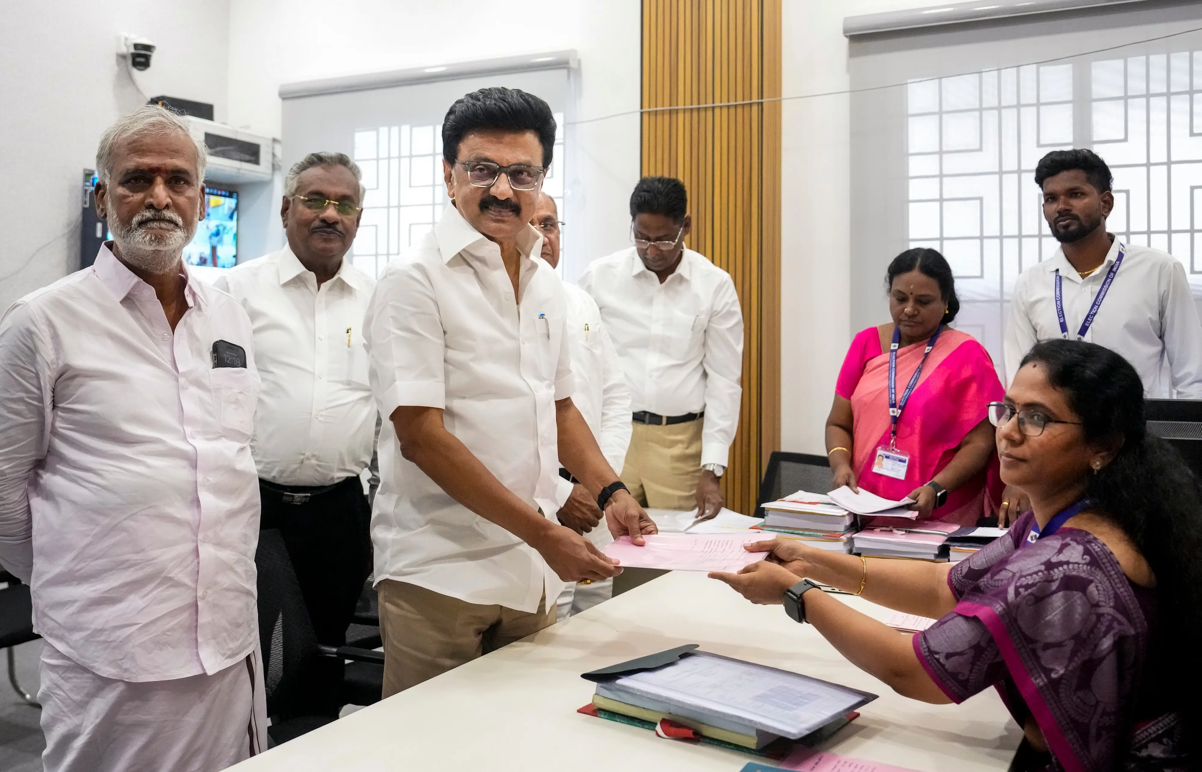 Tamil Nadu Chief Minister and DMK President MK Stalin files his nomination papers from the Kolathur constituency