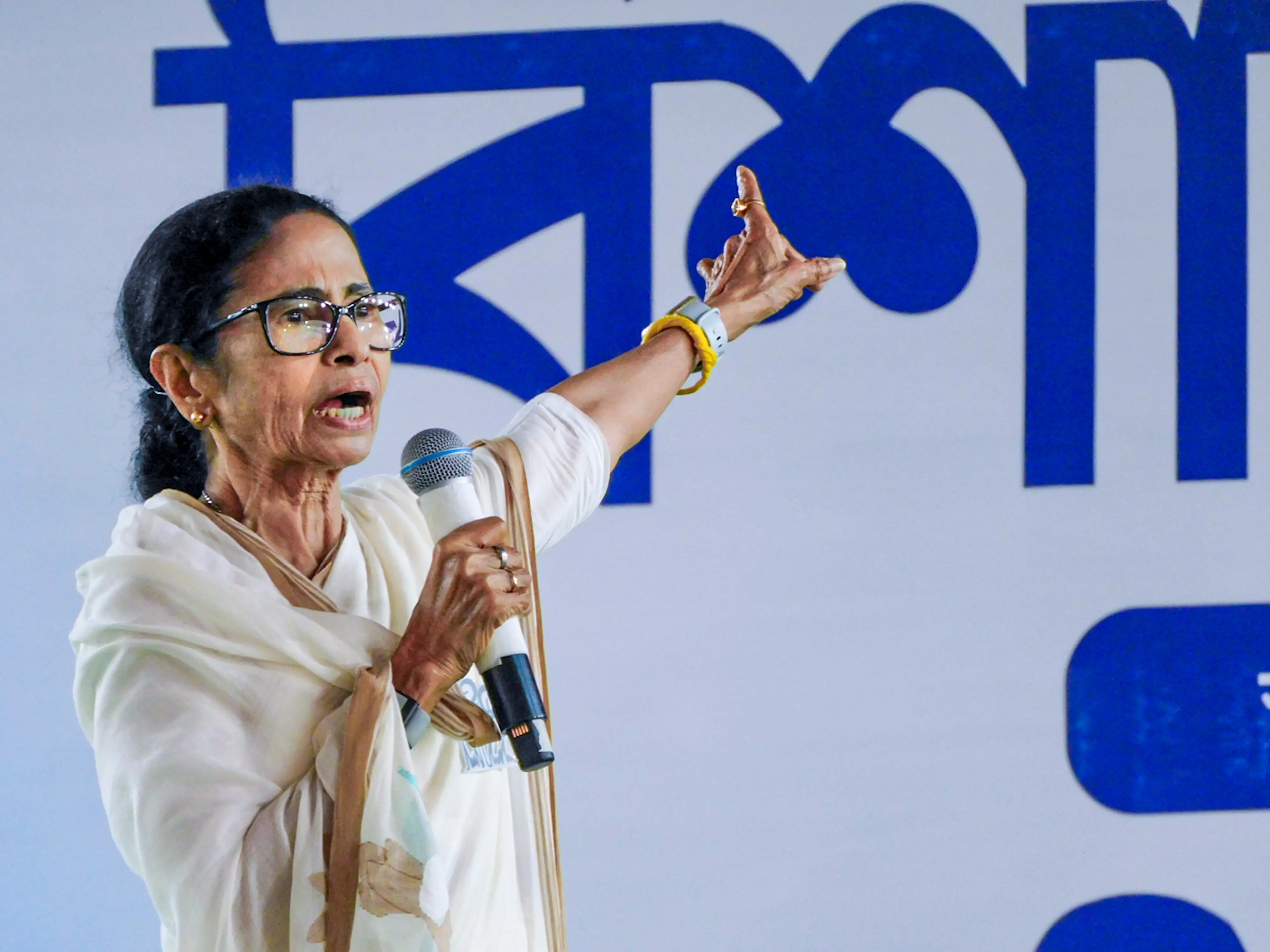 West Bengal Chief Minister Mamata Banerjee speaks during a public meeting in support of Trinamool Congress candidate | PTI