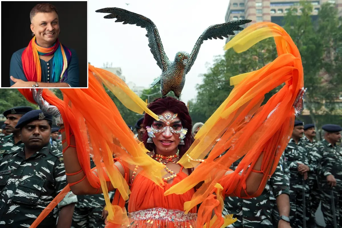 A participant of the 'Delhi Queer Pride Parade 2023' and Harish Iyer, Human Equal Rights Activist (insight).| Photo: PTI