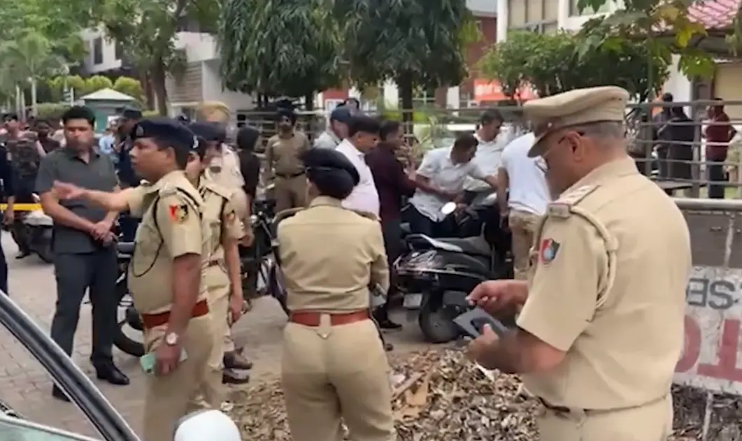 Police officials at the blast area