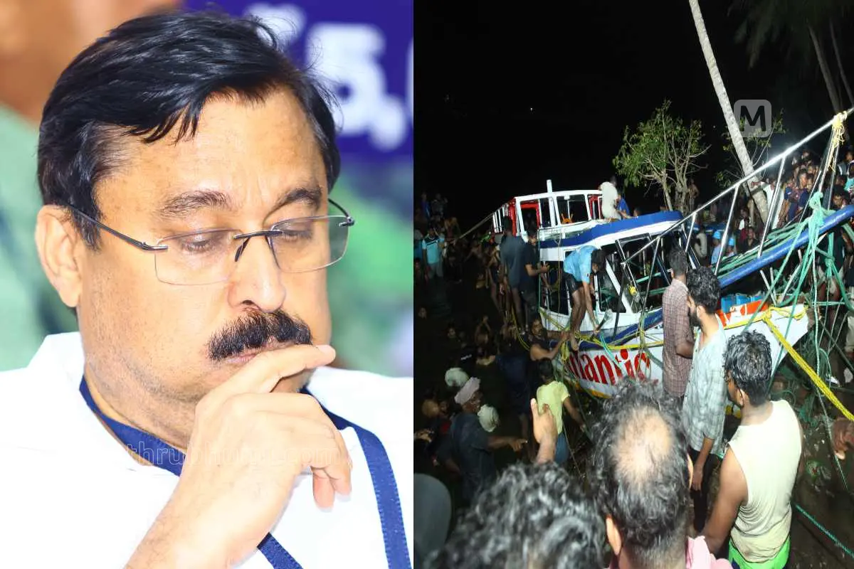 മന്ത്രി വി. അബ്ദുറഹ്മാന്, താനൂരില് അപകടത്തില്പ്പെട്ട ബോട്ട് | ഫയല്ചിത്രം | ഫോട്ടോ: മാതൃഭൂമി