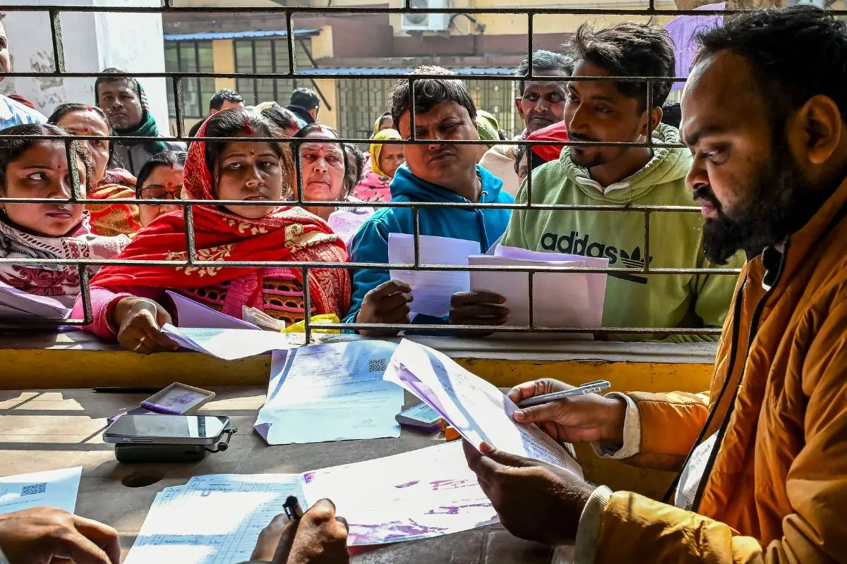 People getting their documents verified during hearings under the SIR of the electoral rolls, in Nadia, West Bengal. (Representative photo: PTI)
